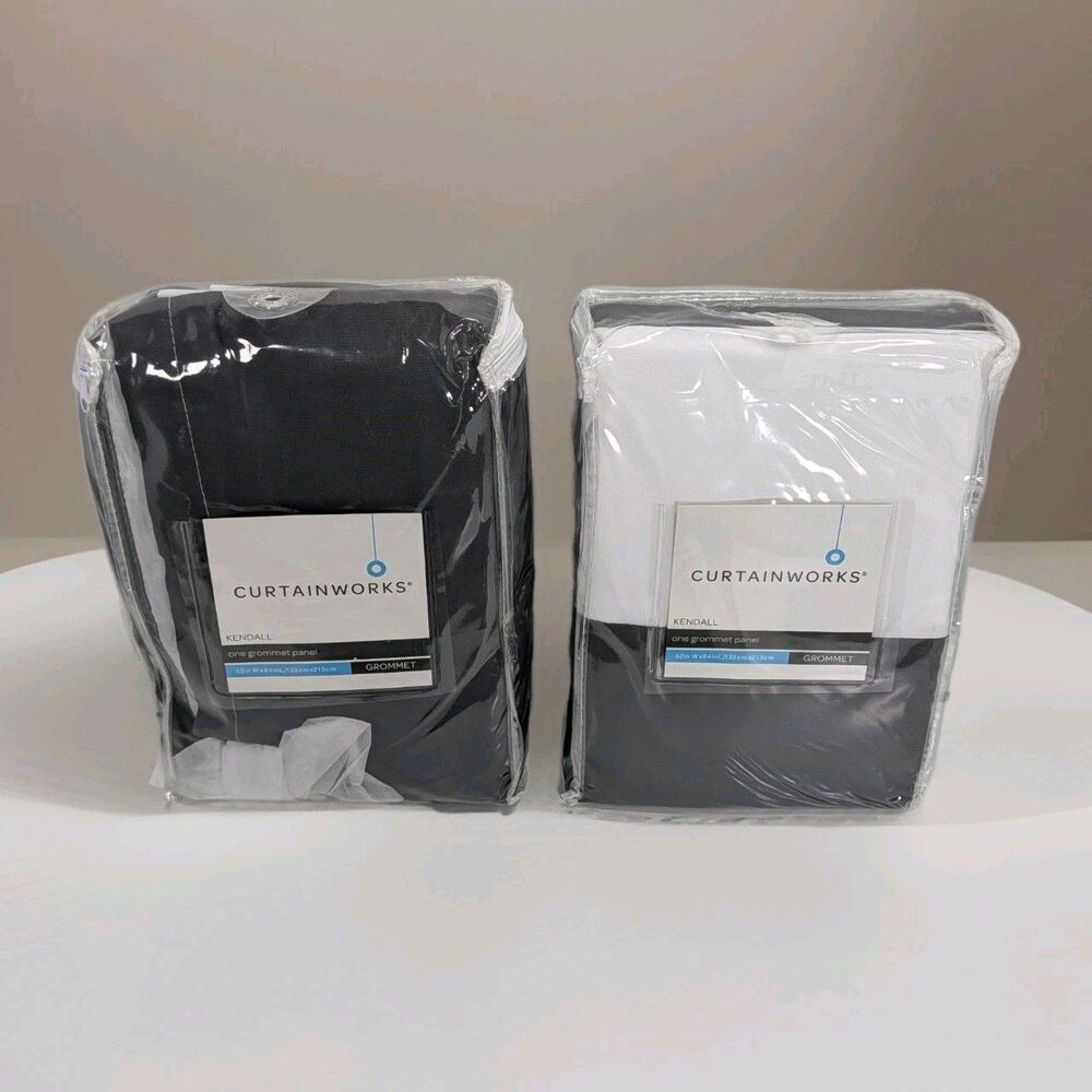 Curtainworks Kendall White Grommet Curtains 52x84 Light Filtering Set of 2 New
